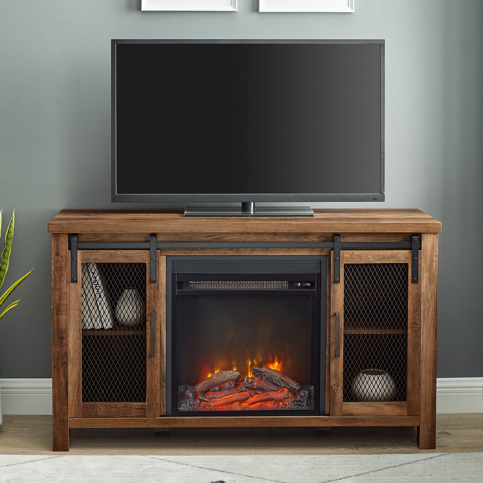 48 quotRustic Farmhouse Fireplace TV Stand   Farmhouse   Entertainment Centers And Tv Stands   by Walker Edison  Houzz