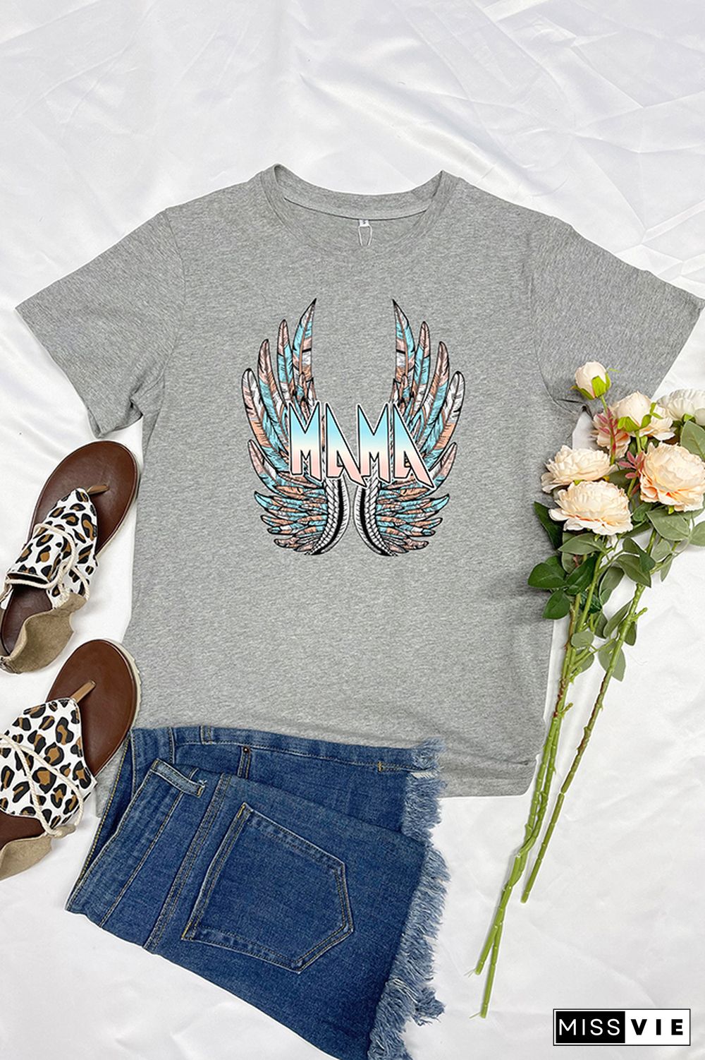 MAMA with Wings Short Sleeve Graphic Tee Wholesale