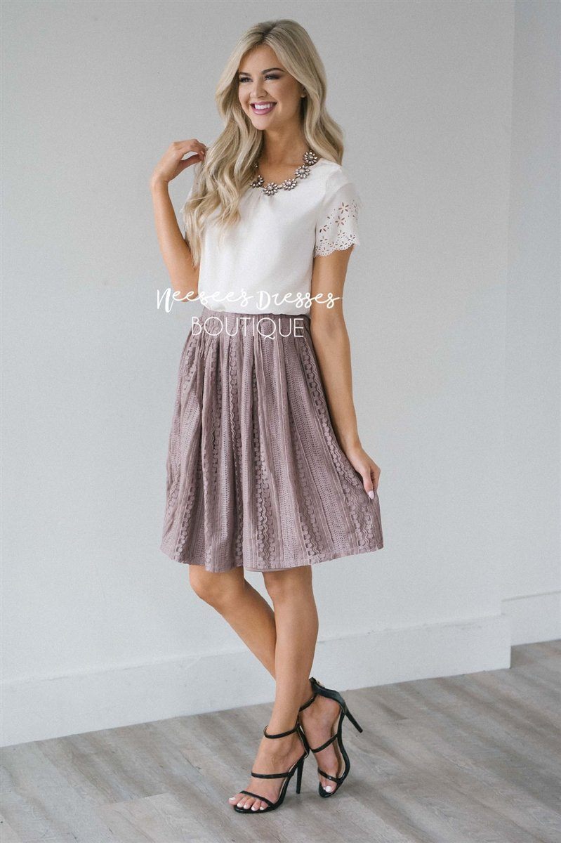 Pretty Dusty Mauve Lace Skirt