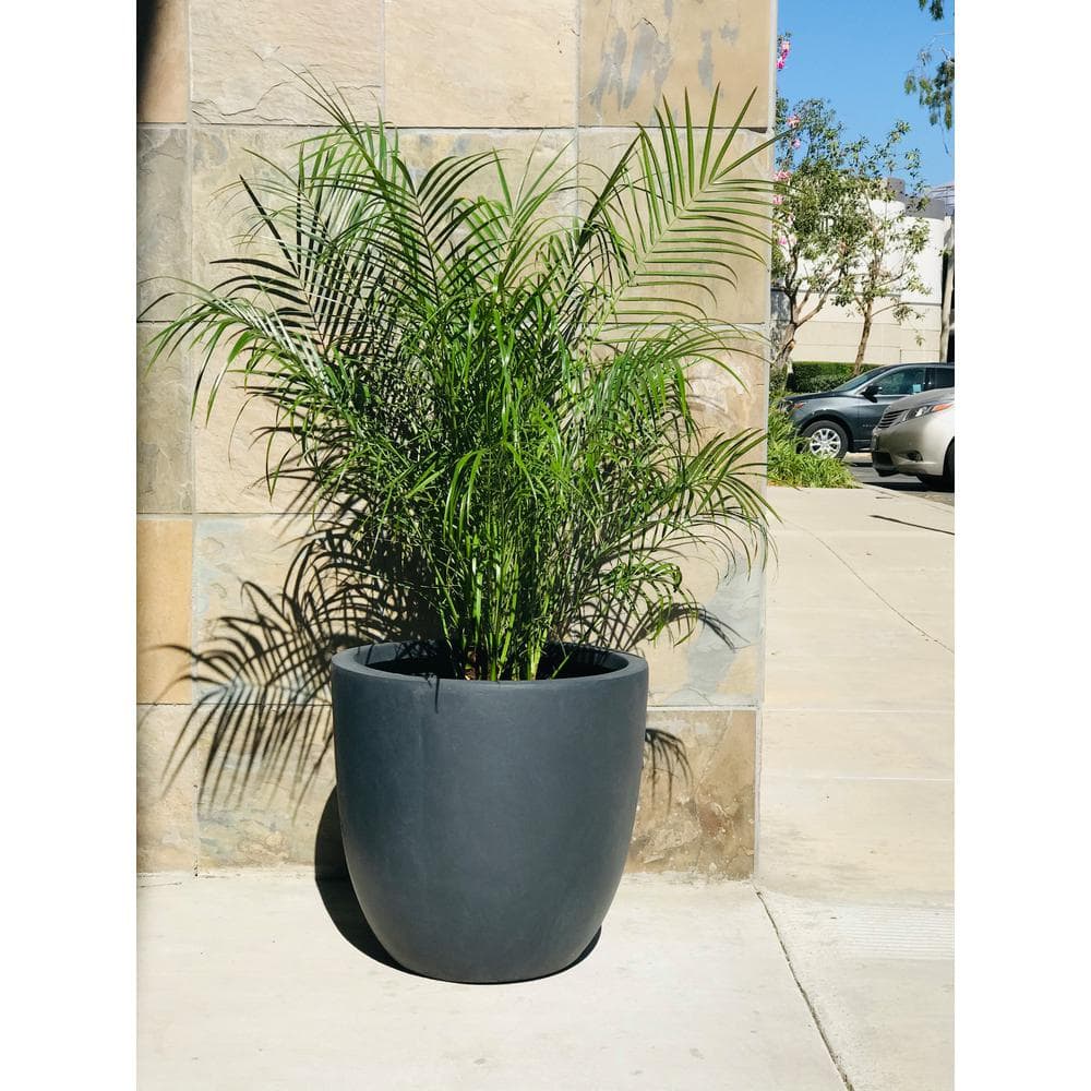 KANTE 17 in. Tall Charcoal Lightweight Concrete Round Modern Seamless Outdoor Planter RC0050C-C60121