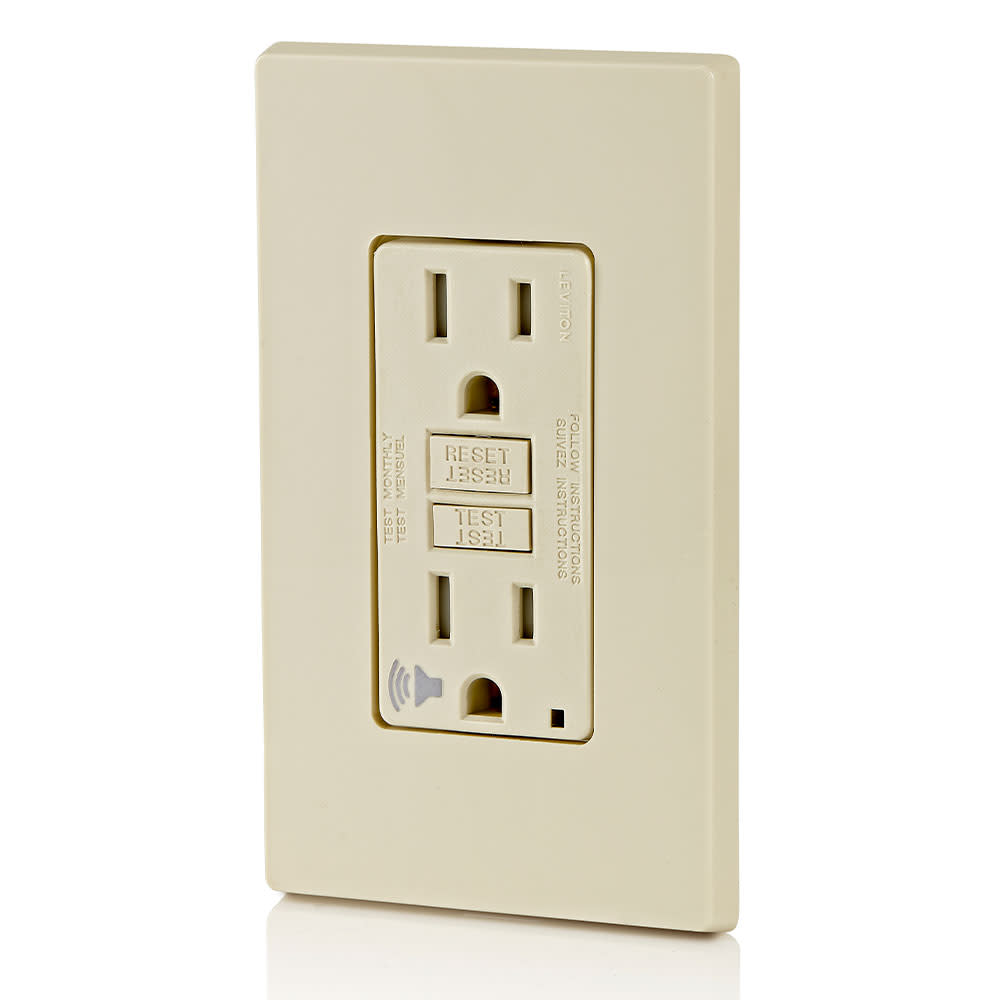 Leviton NEMA 5-15R Audible Outlet 15A 125V Light Almond ;