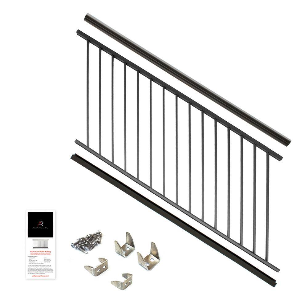 Aria Railing 36 in. x 6 ft. Black Powder Coated Aluminum Preassembled Deck Stair Railing AS152306B