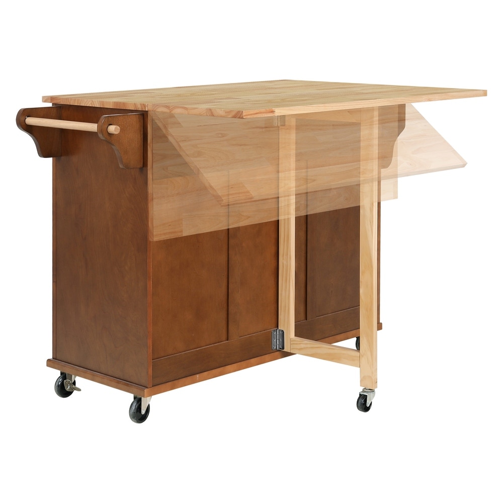 Rolling Kitchen Island Cart on Wheels w/ Drawers  Drop Leaf Breakfast Bar