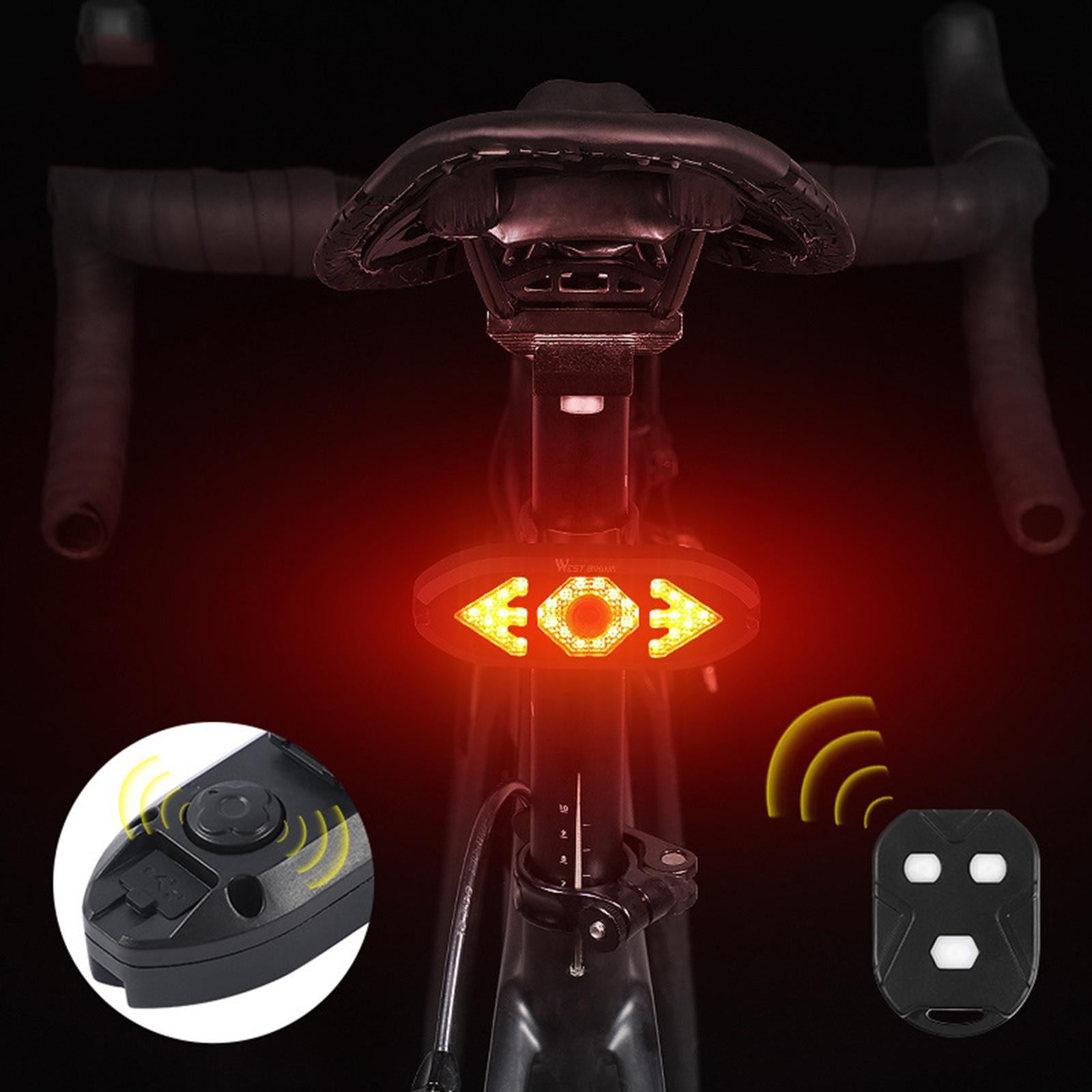 tail Light Turn Signals，Waterproof LED Bike Rear Light Brake Warning Light with Wireless Remote Control， USB Rechargeable Indicators Set