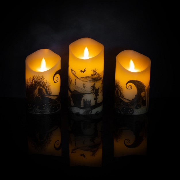 Ukonic Disney Nightmare Before Christmas Led Flickering Flameless Candles Set Of 3