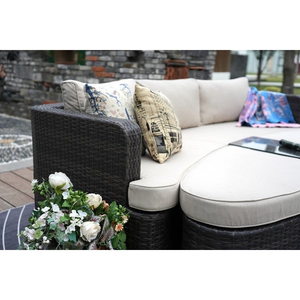 4-piece Patio Wicker Daybed Set with Side Table - Overstock - 19209038