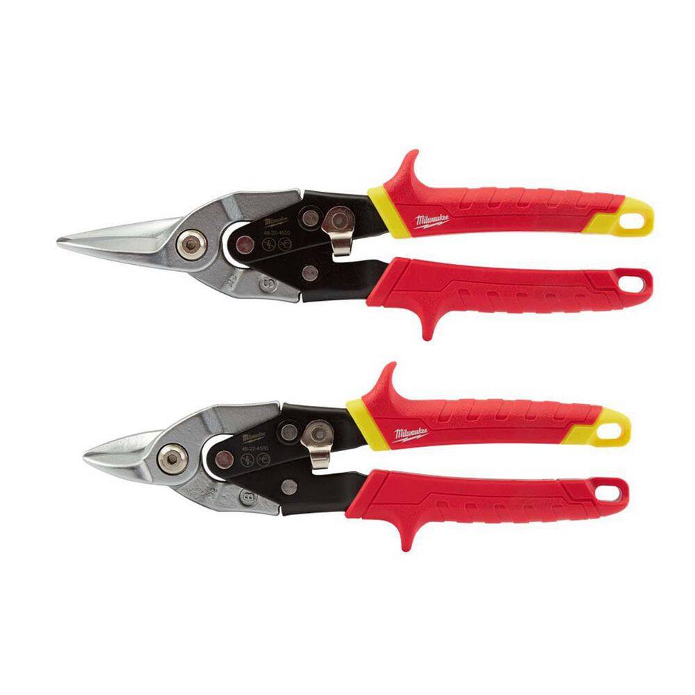 MW 10 in. Straight-Cut Aviation Snips with 9 in. Straight-Cut Bulldog Snips 48-22-4530-48-22-4500