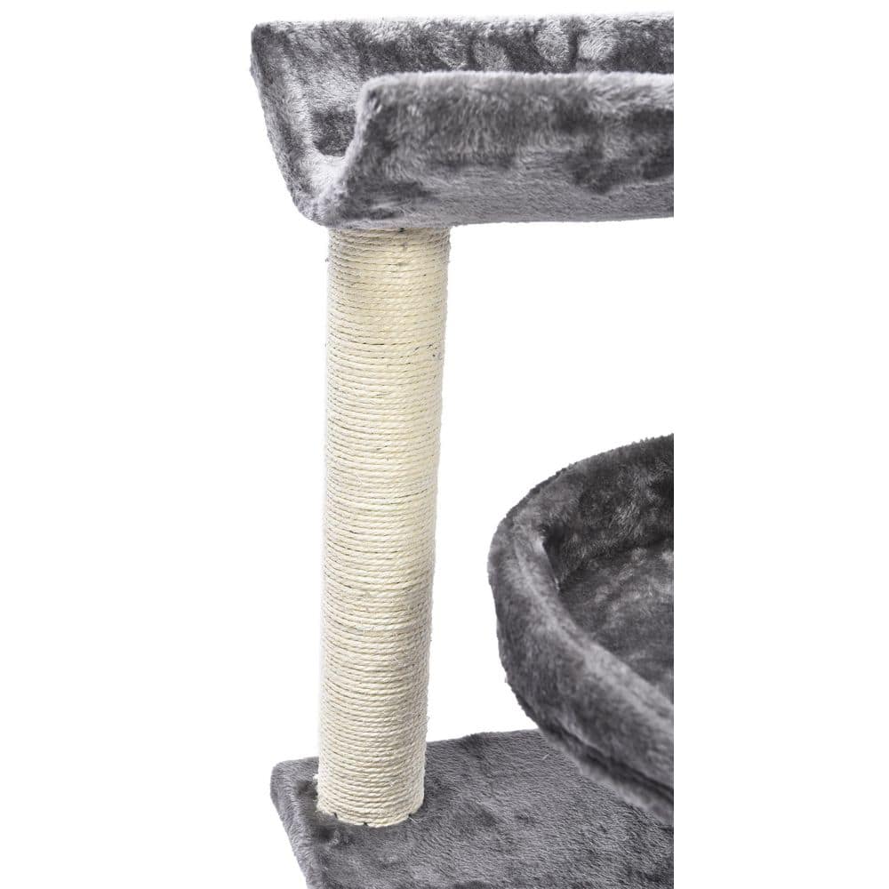 CAT CRAFT 3-Level Plush Scratch and Lounge Cat Tree Habitat, Gray 40538