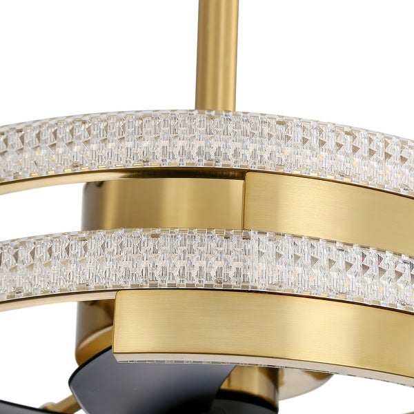 18-IN Gold LED Chandelier Ceiling Fan with Light and Remote Shopping - The Best Deals on Ceiling Fans | 41378105