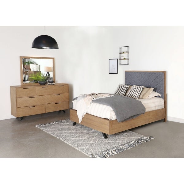 Justine Light Honey Brown and Grey 3-piece Bedroom Set - - 36964684