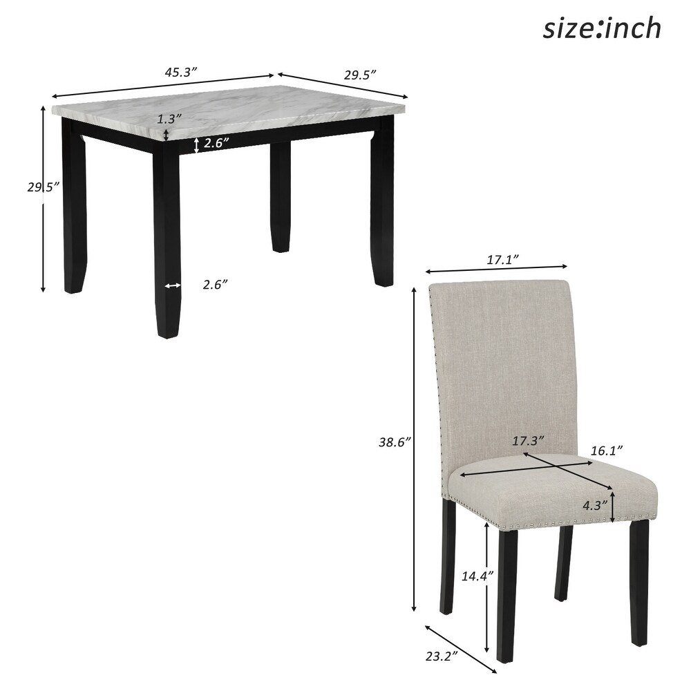 5 Pc Dining Set Table with 4 Thicken Cushion Dining Chairs Furniture