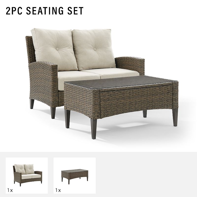 Crosley Rockport Outdoor 2-Piece Wicker Conversation Set