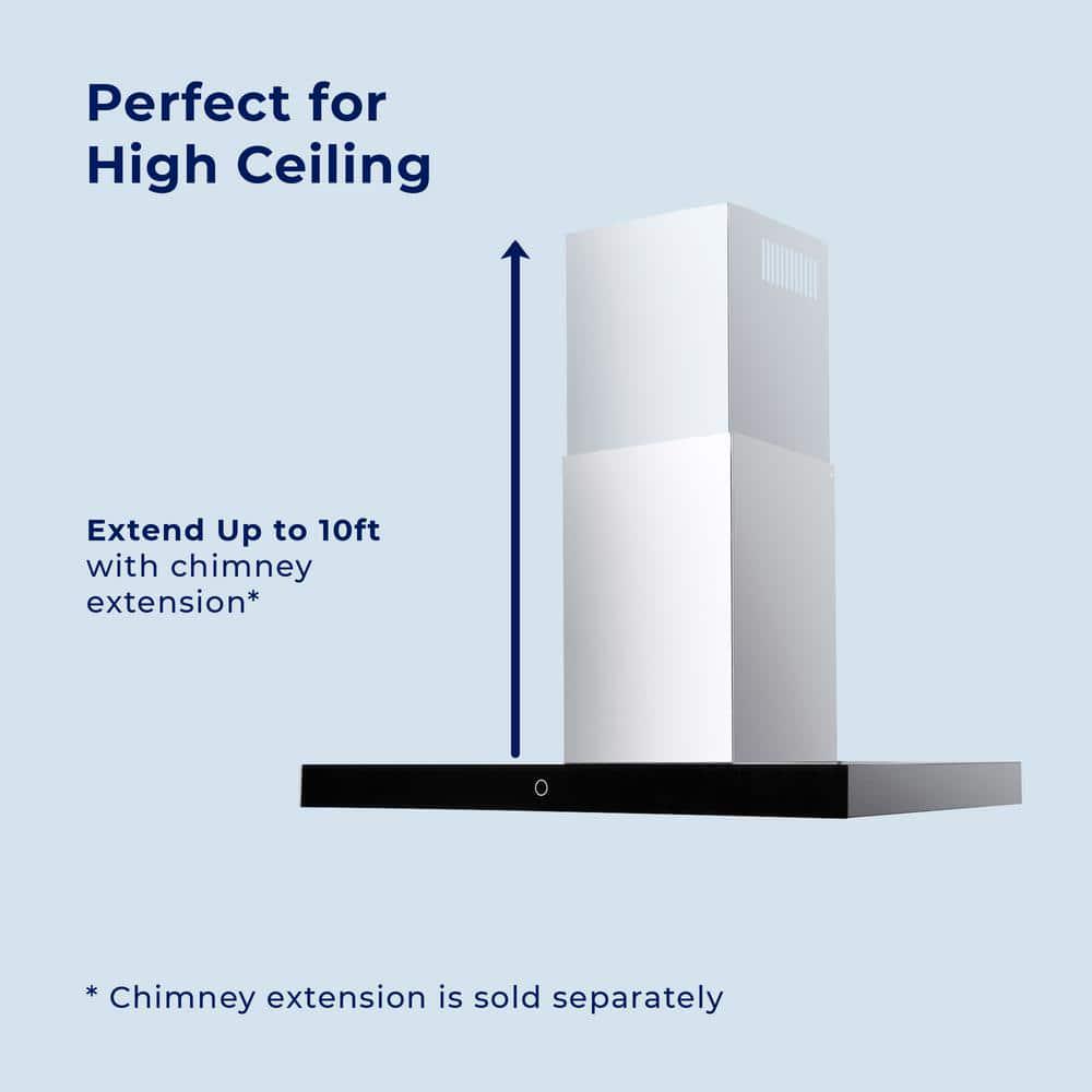 HAUSLANE 30 in Convertible Wall Mount Range Hood with Contemporary Style LED Baffle Filters in Stainless Steel