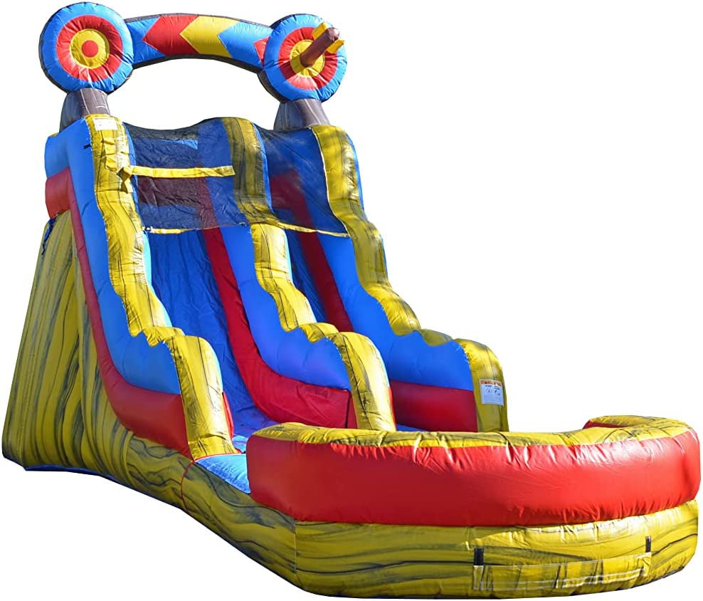 JumpOrange 15' FT Target Tall Water Slide Inflatable with Splash Pool, Kids and Adults, Commercial Grade (with Air Blower)