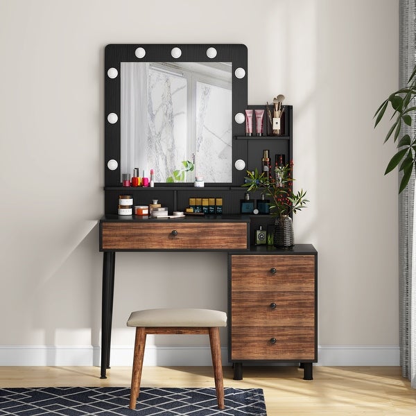 Tribesigns Vintage Makeup Dressing Table with Lighted Mirror