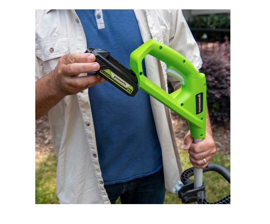 Greenworks ST24B215 24-volt 12-in Straight Cordless String Trimmer Edger Capable (Battery Included)