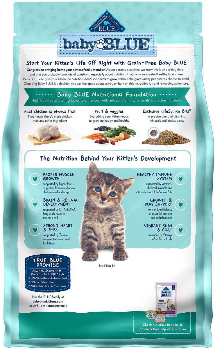 Blue Buffalo Baby Blue Healthy Growth Formula Grain-Free High Protein Chicken and Pea Recipe Kitten Dry Food