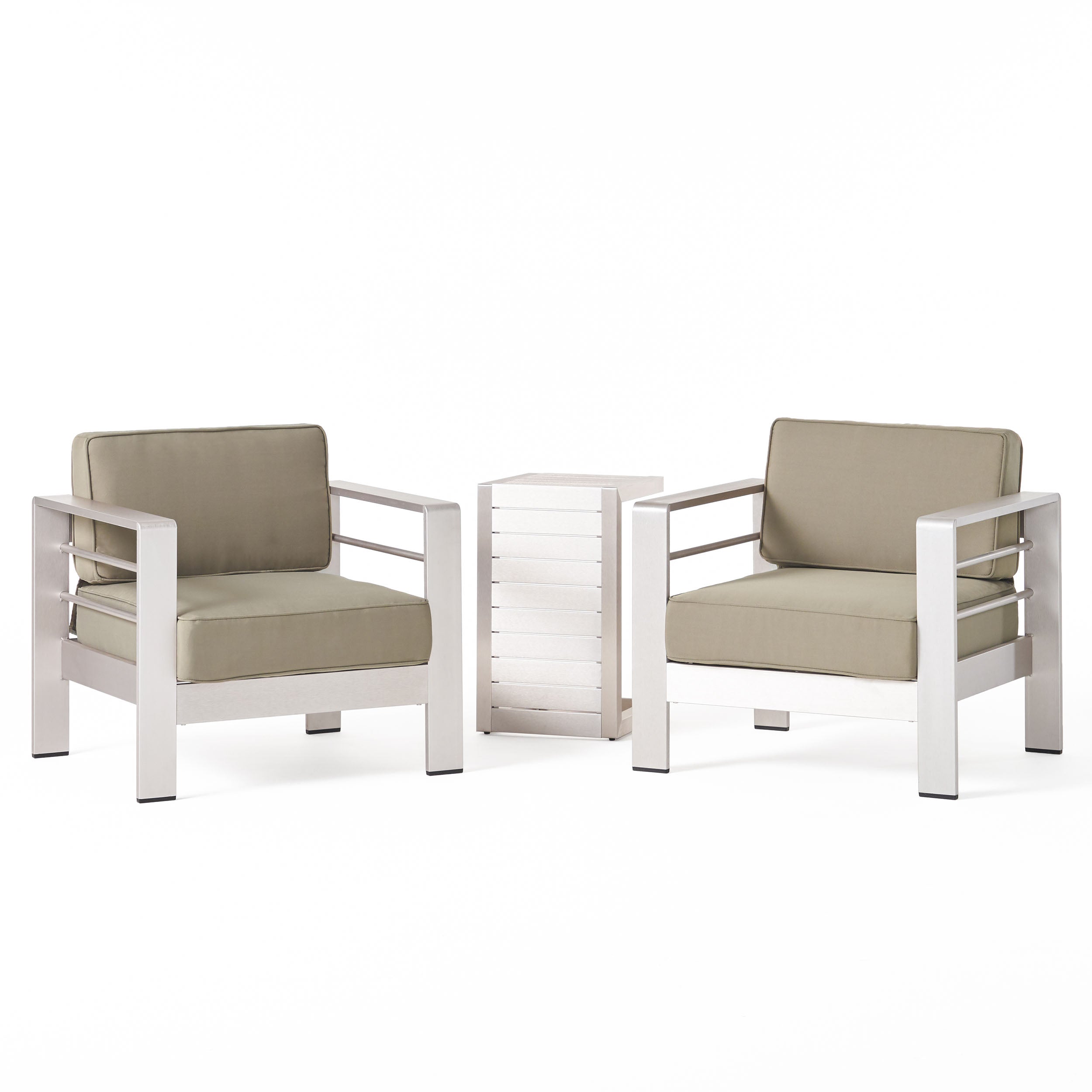 Coral Bay Outdoor Aluminum Club Chairs with Side Table