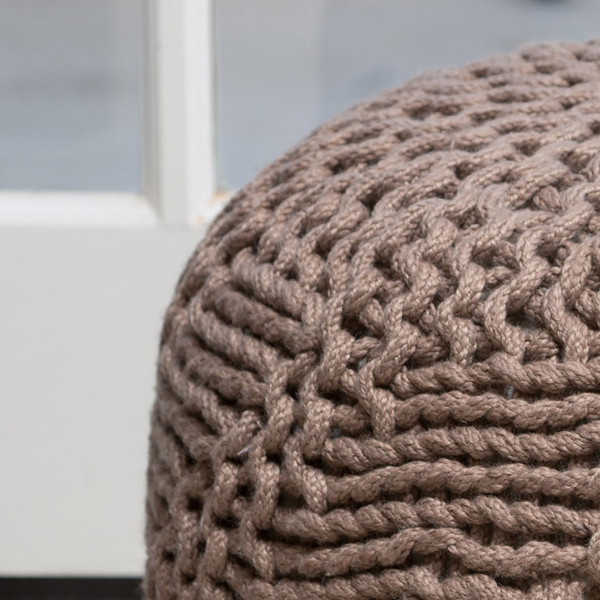 Haley Indoor Fabric Hand Knit Pouf