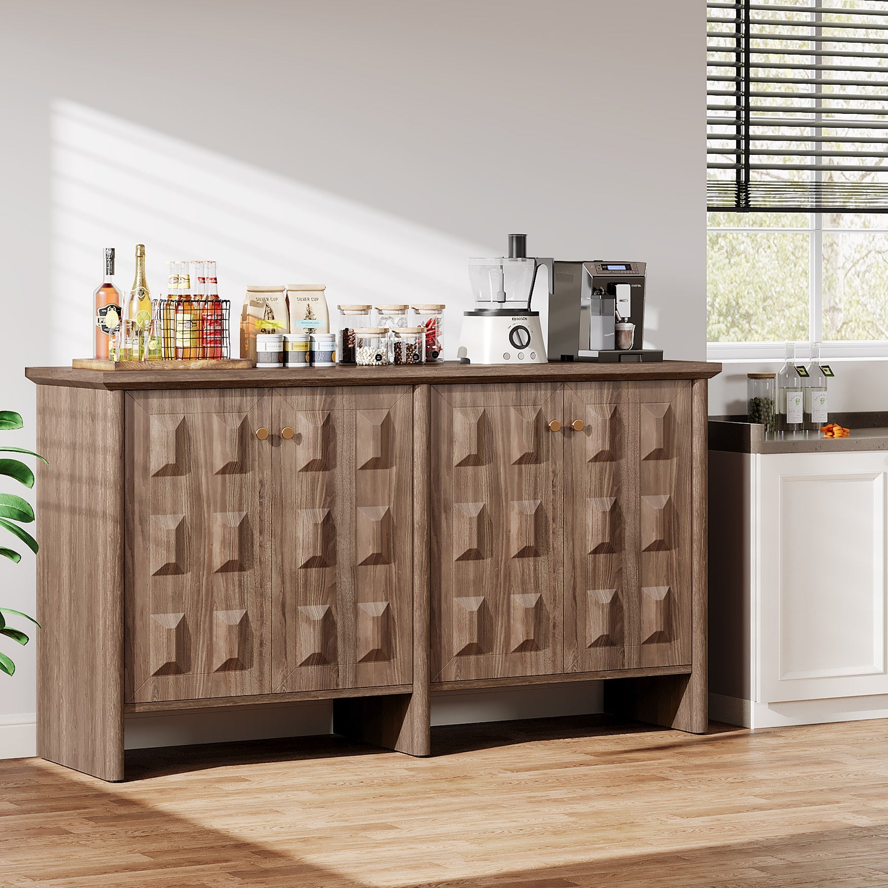 59 Sideboard Buffet, Console Cabinet Credenzas Coffee Bar Cabinet with Adjustable Shelf