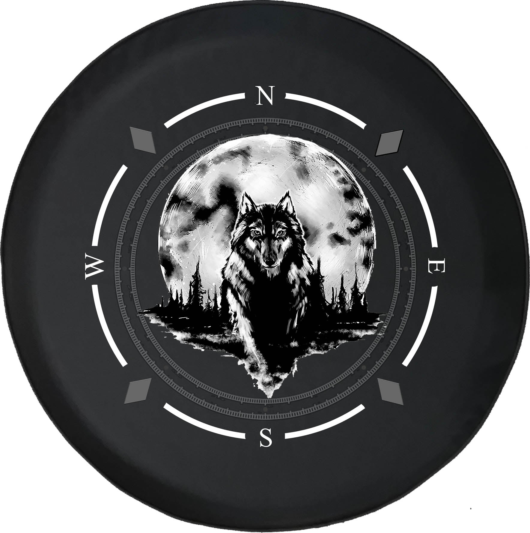 Spare Tire Cover Compass Lone Wolf Full Moon Wheel Covers Fit for SUV accessories Trailer RV Accessories and Many Vehicles