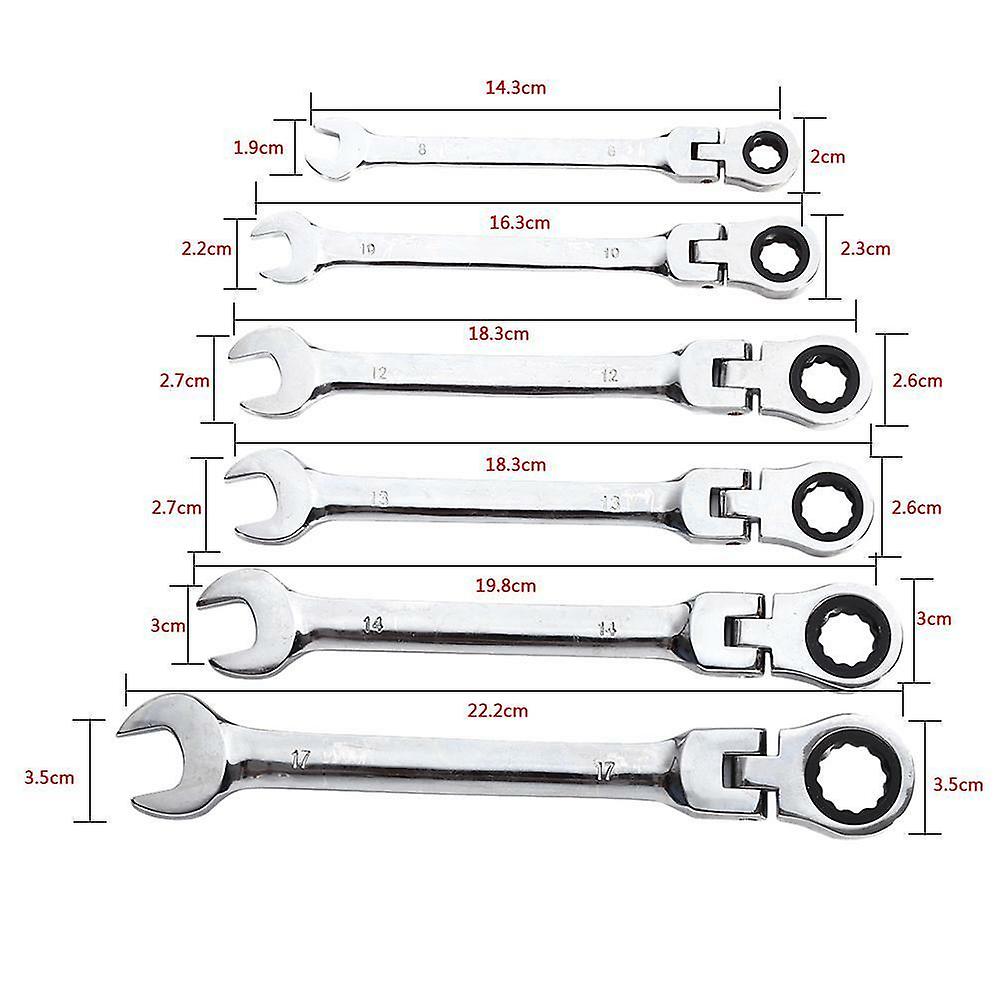 6 Piece Ratchet Wrench Set Flexible Head Ratcheting Combination Wrench Set Au