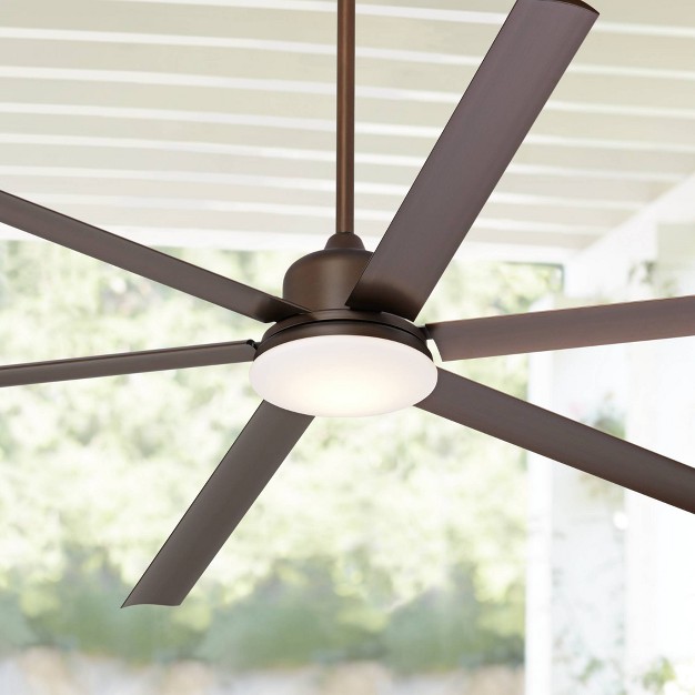 Casa Vieja Arcade Modern Indoor Ceiling Fan With Dimmable Led Light Remote Control Oil Rubbed Bronze White Diffuser Damp Rated For Patio Exterior