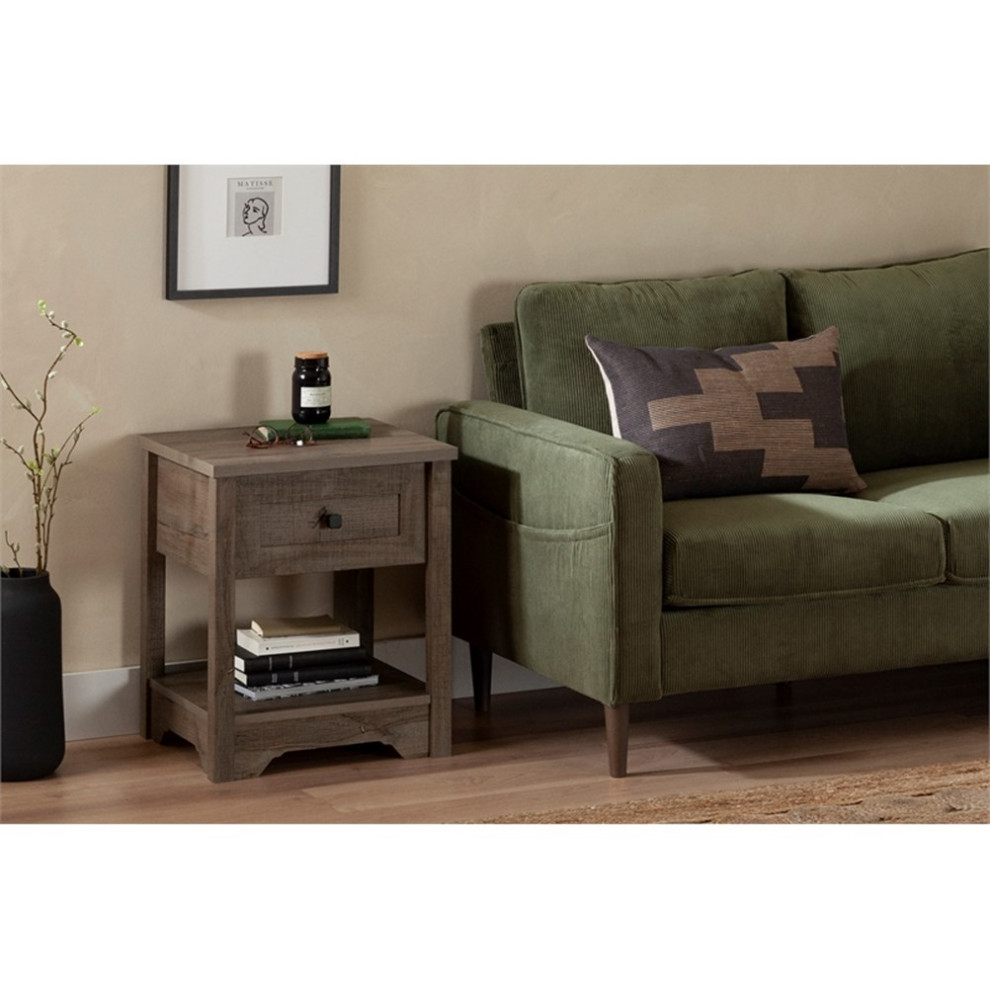 Pemberly Row Modern 19 quotW Engineered Wood End Table in Brown Finish   Transitional   Side Tables And End Tables   by Homesquare  Houzz