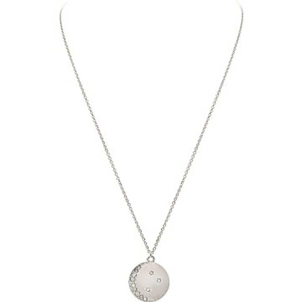 Rain  Silver Crystal Edge Moon & Star Pendant Necklace Set