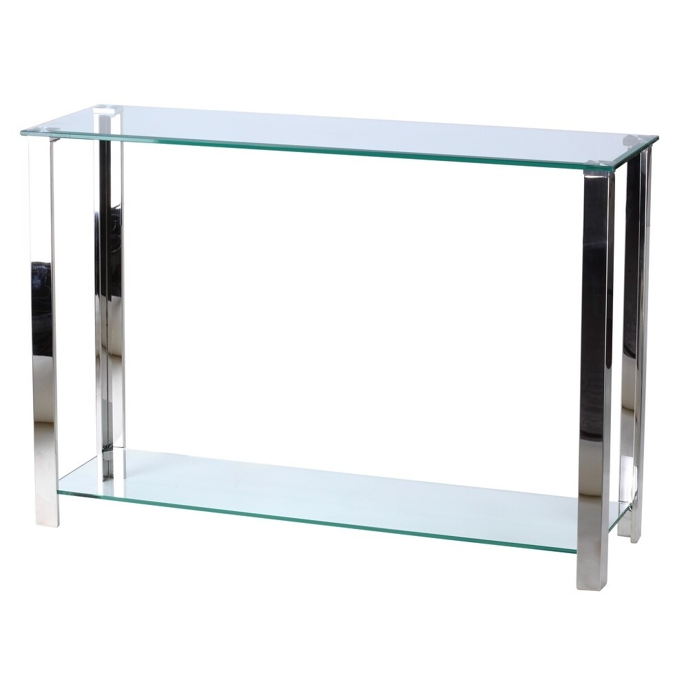 Cortesi Home Melissa Double Shelf Glass Console Table  43\