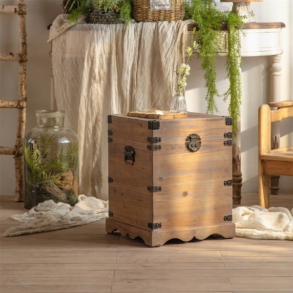 Set of 2 Solid Wood Storage Nesting End Table