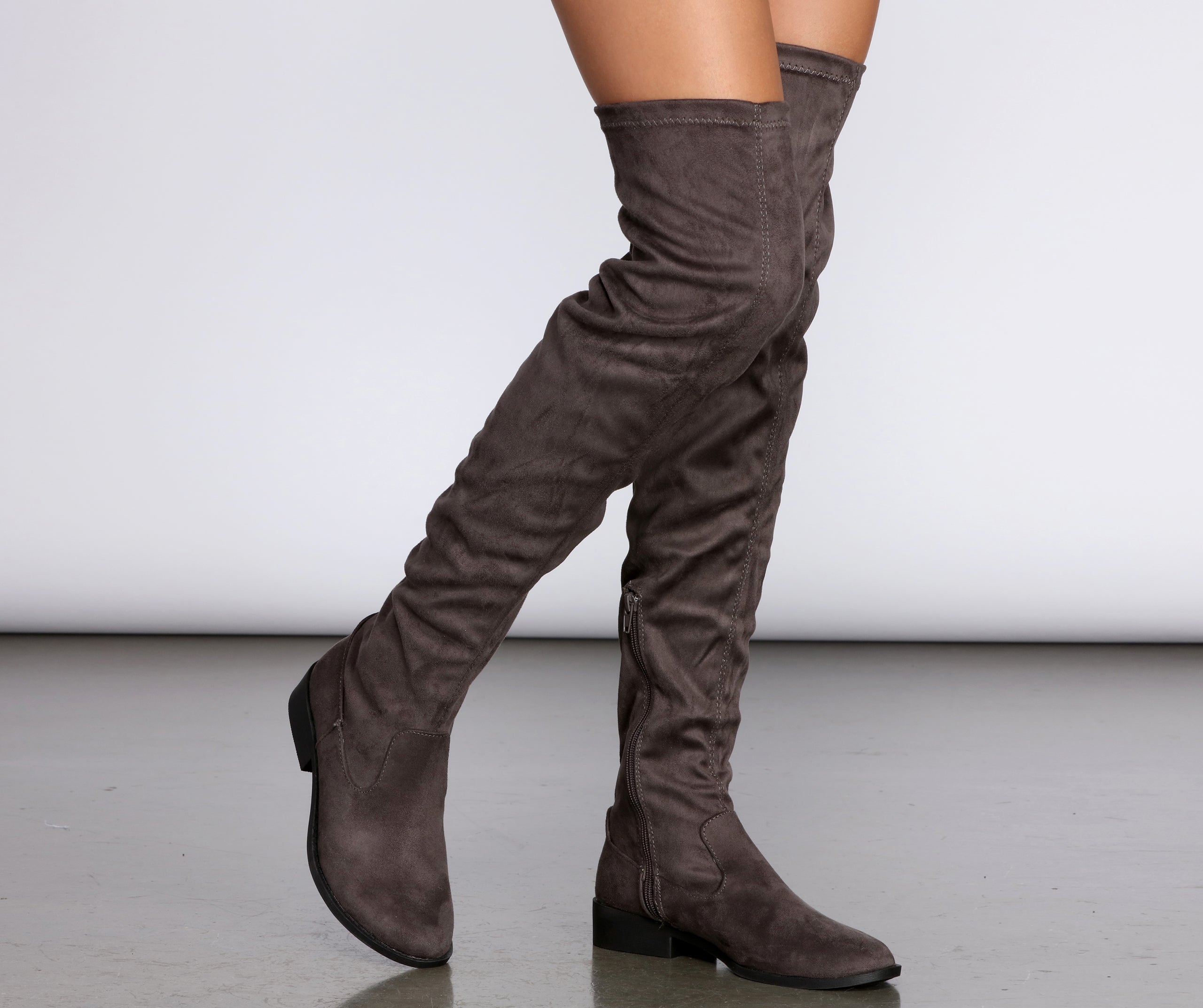 Over The Knee Flat Lace-Up Boots