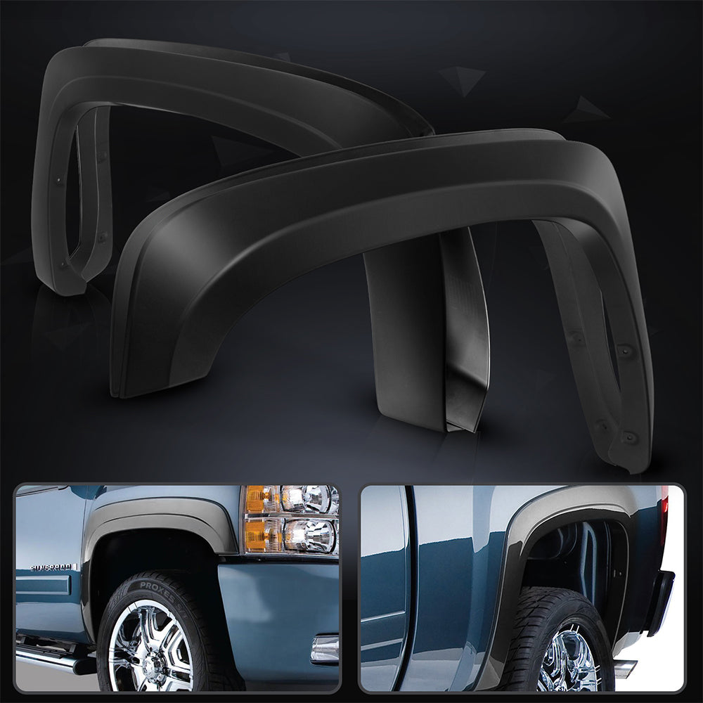 Ikon Motorsports Compatible with 07-13 Chevy Silverado 1500 Short Bed OE Style Trunk Fender Flares - PP