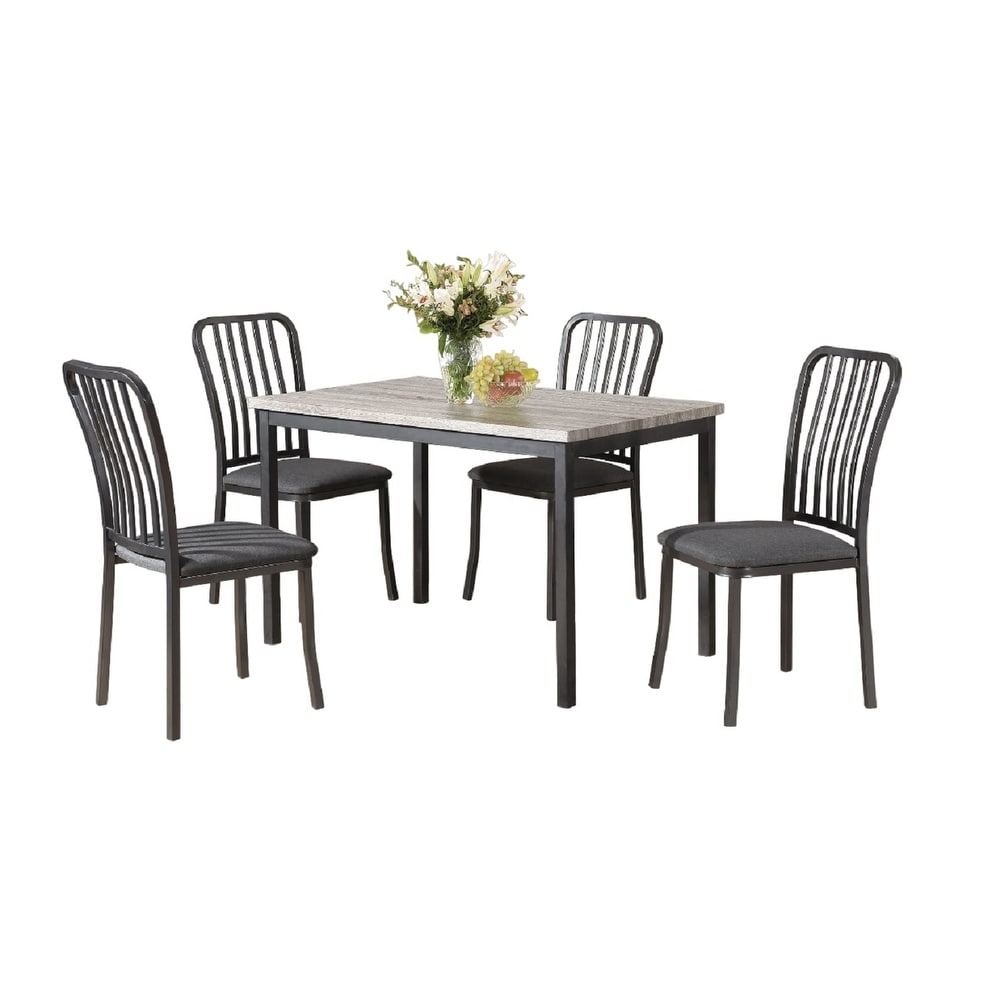 Dinette 5 pc Dining Set Table w/ 4 Dining Chairs  Faux Marble Table