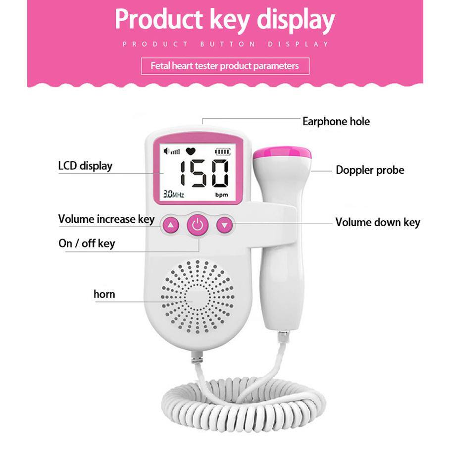 Aoibox Fetal Heart Rate Monitor Home Pregnancy Baby Fetal Sound Heart Rate Detector HDDB1537