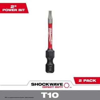 MW SHOCKWAVE Impact Duty 2 in. T10 Torx Alloy Steel Screw Driver Bit (2-Pack) 48-32-4982