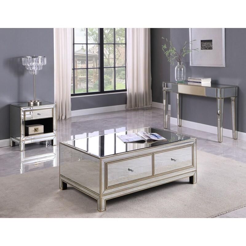 Best Master Furniture Silver Mirrored Metallic Gold Sofa Table