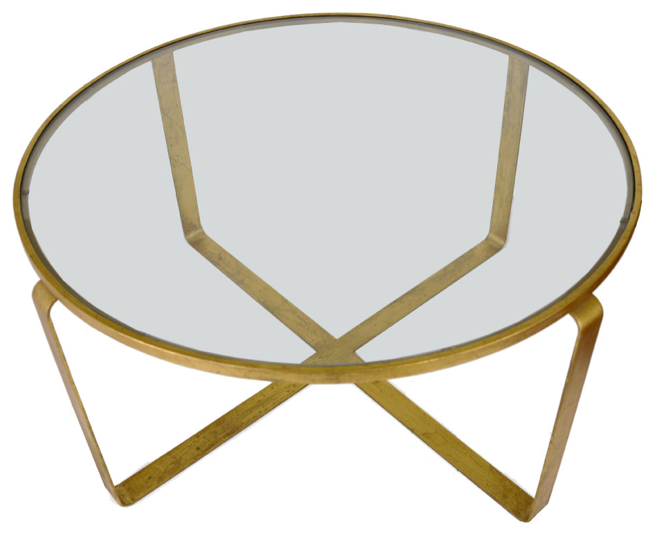 Sansa Gold Round Coffee Table   Contemporary   Coffee Tables   by Rustic Home Furniture Deco  Houzz