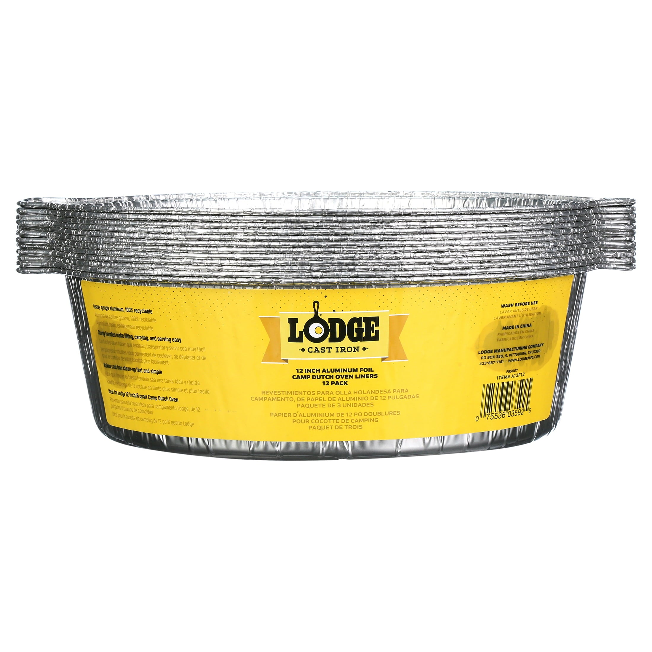 Lodge 12" Aluminum Foil Camp Dutch Oven Liners, Pack of 12