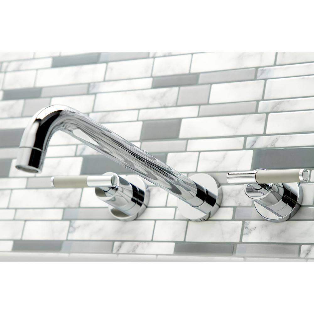 Kingston Brass Kaiser 2-Handle Wall Mount Tub Faucet in Polished Chrome (Valve Included) HKS8051CKL