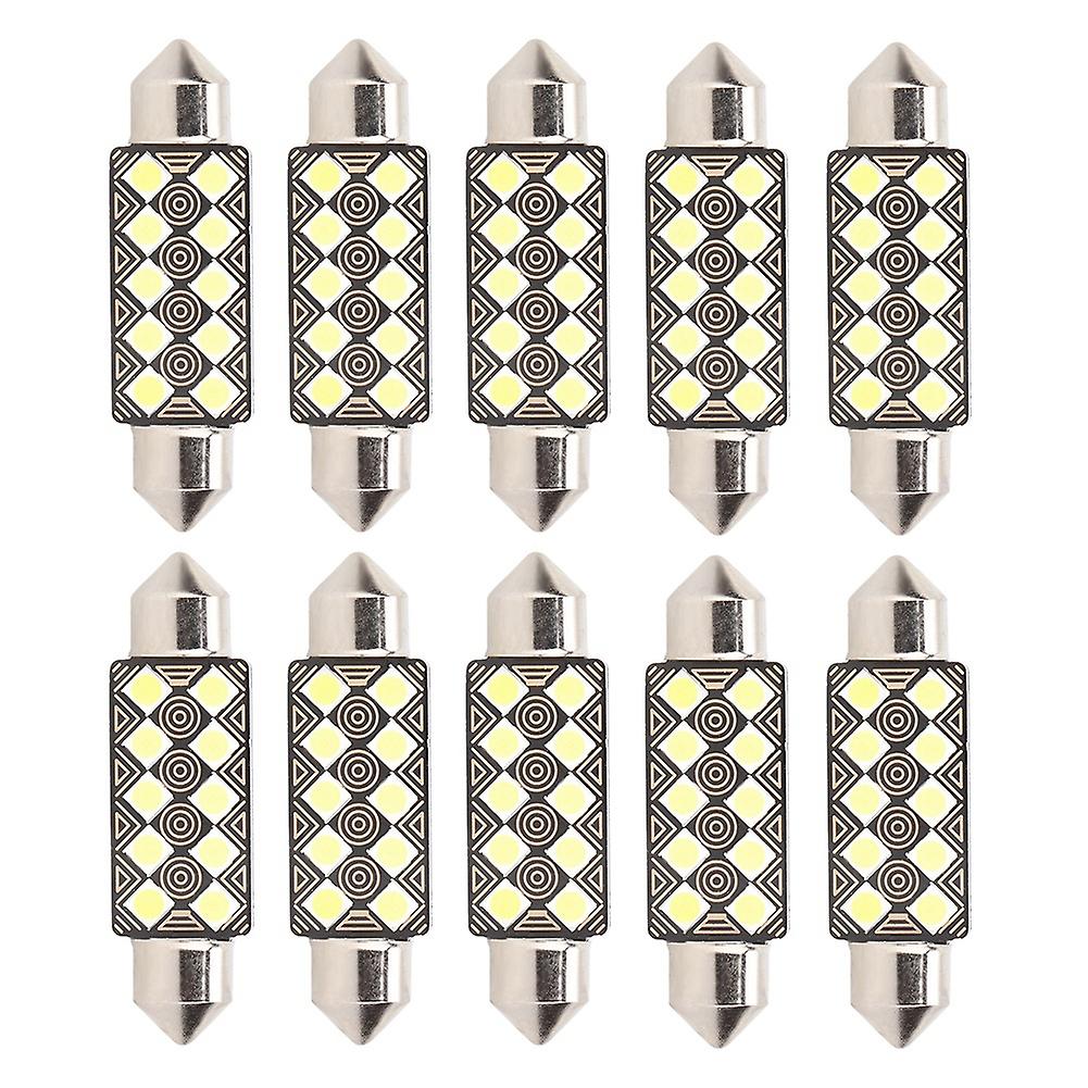 10pcs Festoon-3030 41mm 10smd Super Bright Led Dome Lights License Plate Lamp Roof Light Bulbs