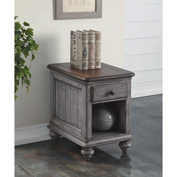 Homestyles Plymouth Brown Wood Chairside Table - 16