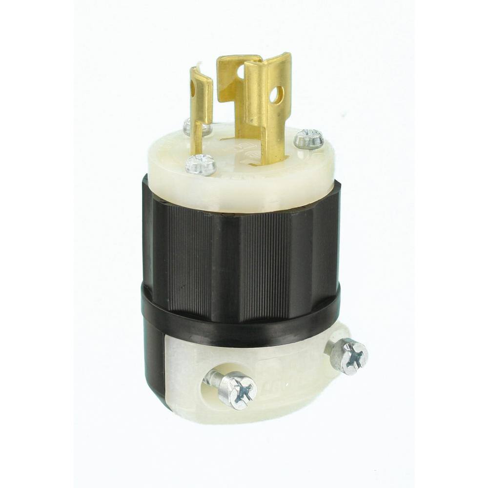 Leviton 15 Amp 125-Volt Locking Plug Black and White R50-04720-0CS