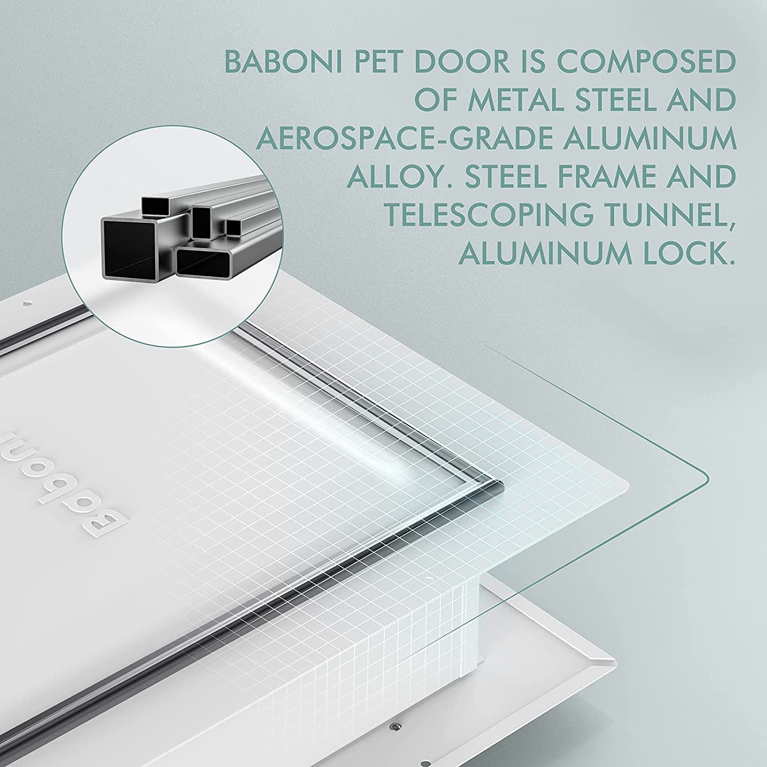 Baboni Pet Door for Wall， Steel Frame and Telescoping Tunnel for Dog -Large