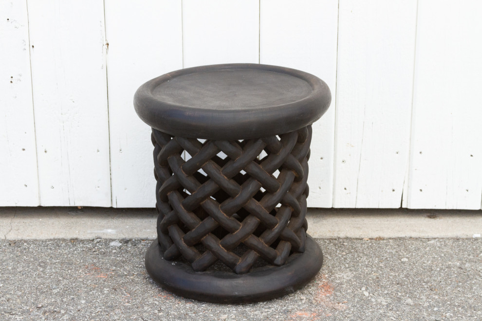 Rustic Dark Walnut Small African Bamileke End Table   Industrial   Side Tables And End Tables   by De cor  Houzz