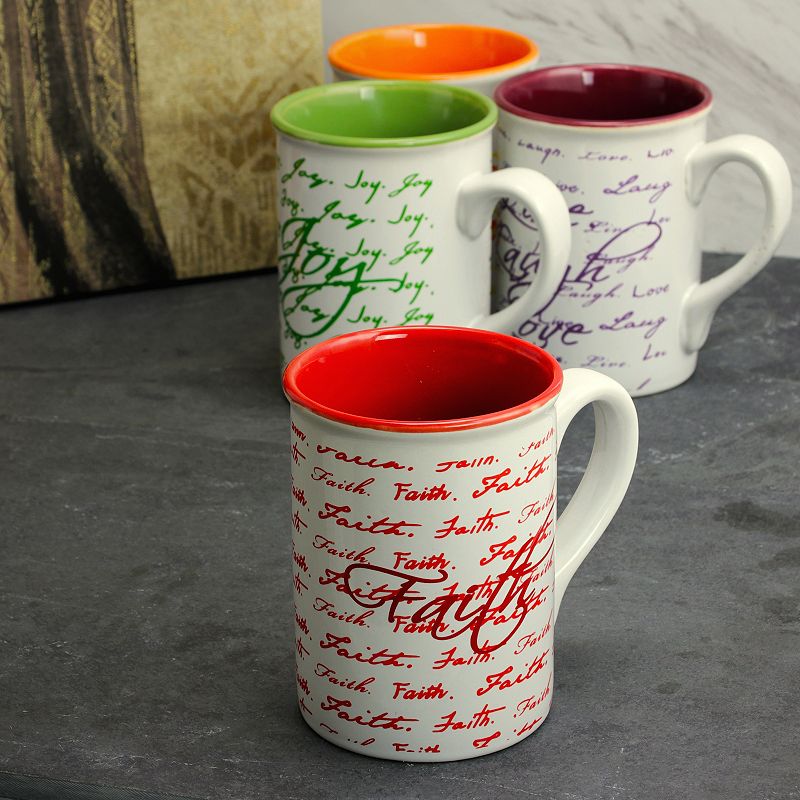 Gibson Inspirational Words 4 Piece 16 Oz Mug Set