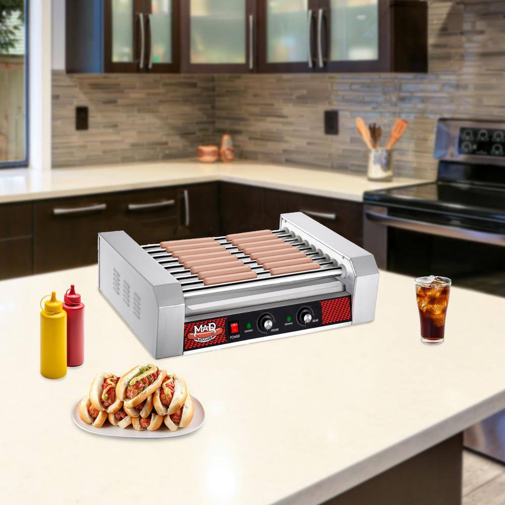 GREAT NORTHERN Stainless Steel 24 Hot Dog and Sausage Electric Countertop Cooker Machine with 9-Rollers 455034ABX