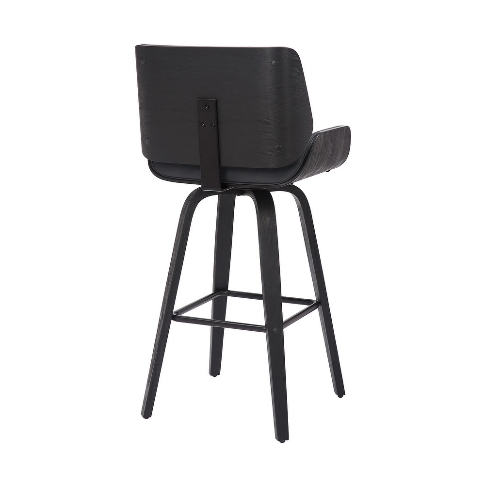 Tyler Mid Century Modern Swivel Counter/Bar Stool in Faux Leather and Wood