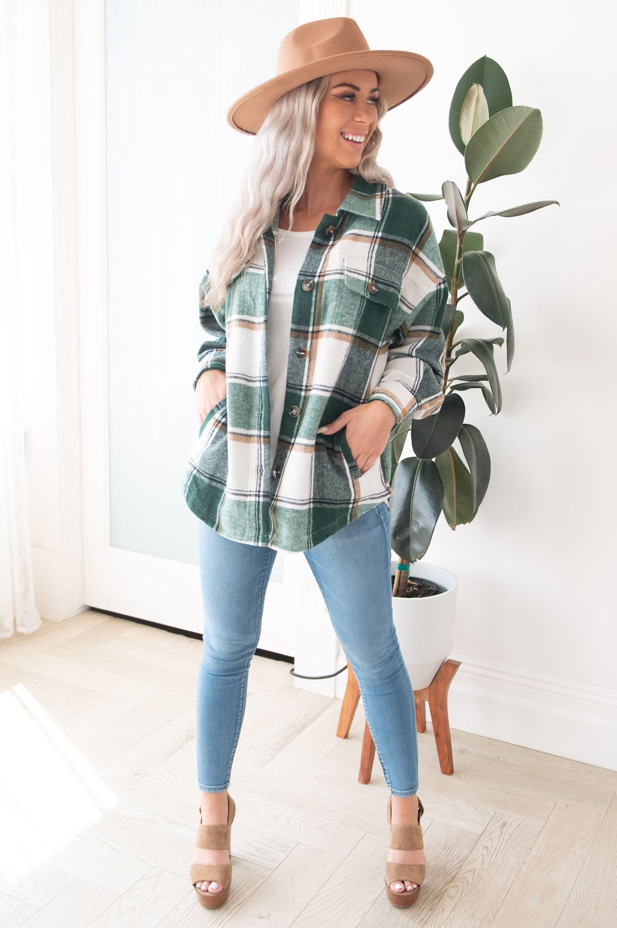 Forever Cozy Modest Plaid Jacket