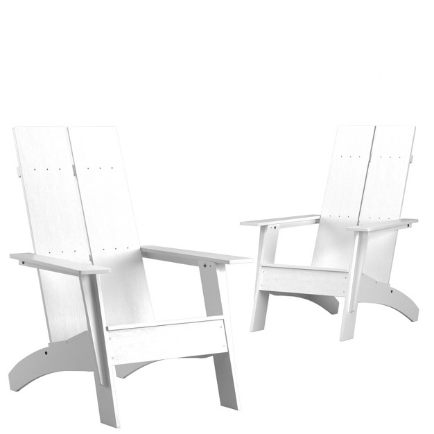 Merrick Lane Set Of 2 Modern All weather Poly Resin Wood Adirondack Chairs